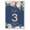 Romantic Peony Flowers | Blue Table Number