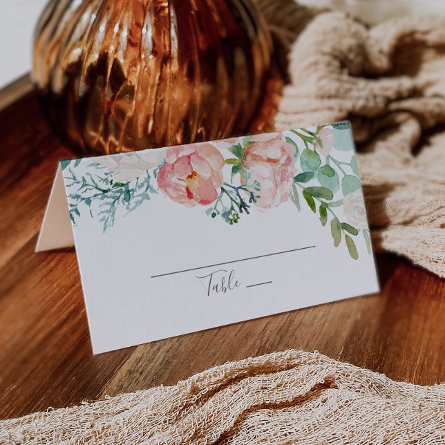 Romantic Peony Flowers Wedding Place Card (Creator Uploaded)