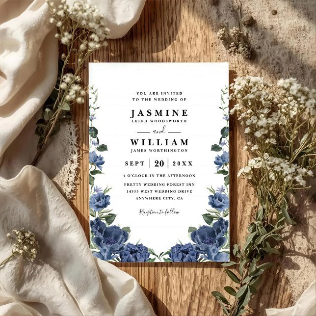 Romantic Peony Garden Elegant QR Code Wedding Invitation (Creator Uploaded)