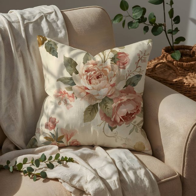 Romantic Peony & Rose Vintage Garden Cushion (Creator Uploaded)