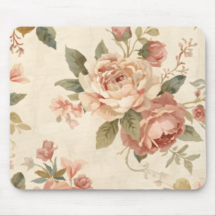 Romantic Peony & Rose Vintage Garden Mouse Pad