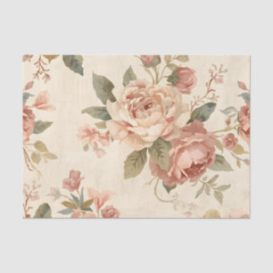 Romantic Peony & Rose Vintage Garden Tissue Paper