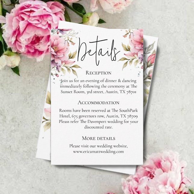 Romantic Peony Wedding Enclosure Card (Creator Uploaded)