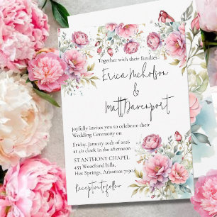 Romantic Peony Wedding Invitation