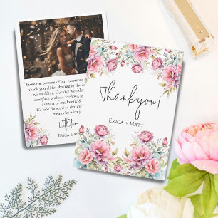 Romantic Peony Wedding Thank You Card