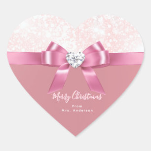 Romantic Personalised Heart Snowflake Xmas Sticker