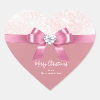 Romantic Personalised Heart Snowflake Xmas Sticker