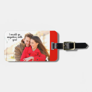 Romantic Personalised Photo Black Red Travel Luggage Tag