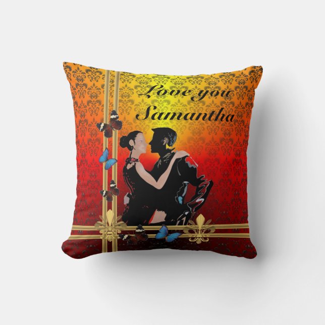 Romantic personalised Tango dancers Cushion (Front)