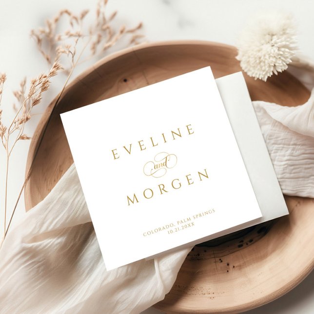 Romantic Personalizable Gold Wedding Typography Napkin (Creator Uploaded)