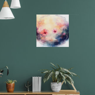 Romantic Petals – Squared Watercolor Floral Poster