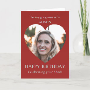 Romantic Photo Birthday Card Wife   52nd or No Age