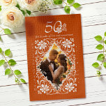 Romantic Photo Burnt Orange 50 Anniversary Puzzle<br><div class="desc">The charming puzzle design showcases a beautiful watercolor illustration of a white floral frame on a warm, earthy orange background. Personalise it to your liking by tweaking the text, uploading a photo, and choosing from anniversary numbers like 10, 20, 30, 40, 50, 60, 70, 80, or 90. It's a special...</div>