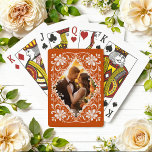 Romantic Photo Burnt Orange Playing Cards<br><div class="desc">The playing cards have a lovely watercolor design of a white floral frame on a warm,  earthy orange background. You can swap out the picture with one of your own. It's a great choice for a special gift to help a loved one hold on to happy memories.</div>