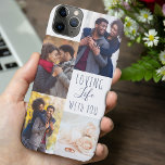 Romantic Photo Collage Loving Life with You White iPhone 11 Pro Max Case<br><div class="desc">Romantic photo Phone case for iphone 11 pro max and many other models, personalised with 4 of your favourite photos. The wording reads "loving life with you" in elegant script and playful uppercase typography. The photo template is set up ready for you to add your photos, working clockwise from top...</div>
