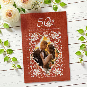 Romantic Photo Red Rust  50 Anniversary Puzzle