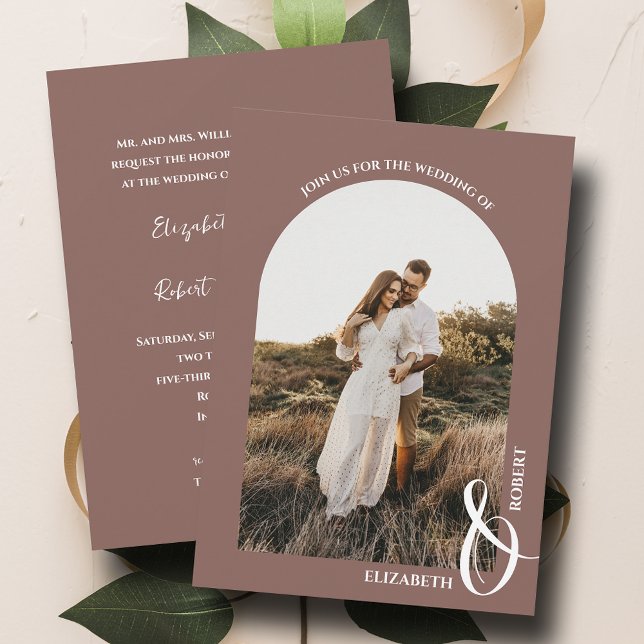 Romantic Photo Rose Taupe Wedding Invitation (Creator Uploaded)
