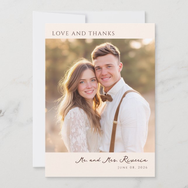 Romantic Photo Thank You Card (Front)