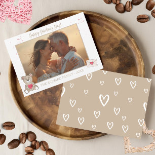 Romantic photo watercolor Coffee coloured bear Holiday Card