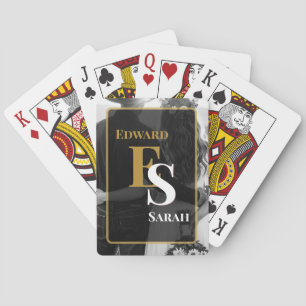 Romantic Photo Wedding Frame, Initials, Retro Playing Cards