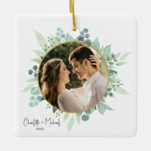Romantic Photo Wedding Keepsake Ceramic Ornament
