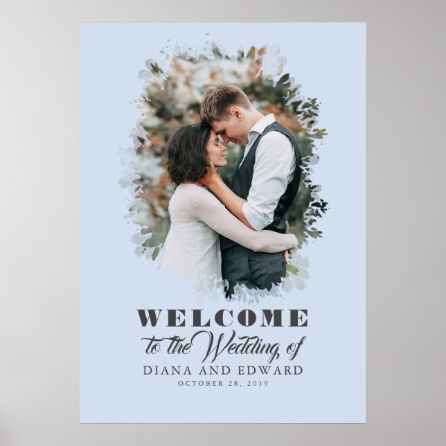 Romantic Photo Wedding Welcome Sign (Front)