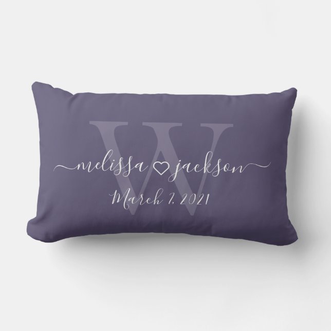 Romantic Pillow with Names, Initial, and Date (Front)