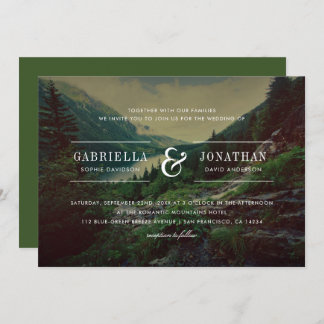 Romantic Pines, Mountains & Lake | Modern Wedding Invitation