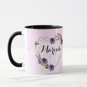 Romantic pink abstract garden and butterfly mug