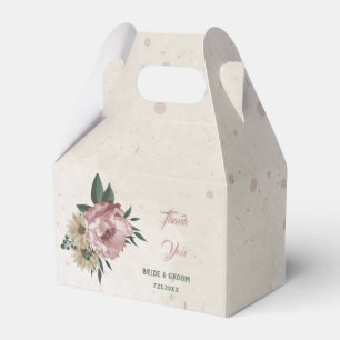 romantic pink and champagne flowers wedding favour box