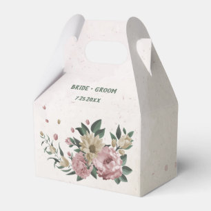 romantic pink and champagne flowers wedding favour box