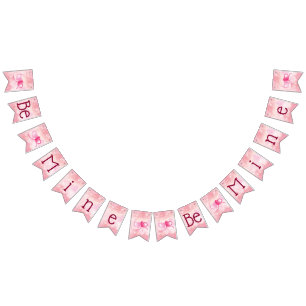 Romantic Pink and Crimson Be Mine Valentine's Day Bunting