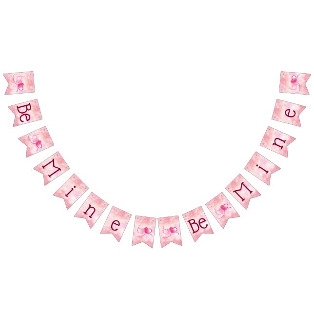 Romantic Pink and Crimson Be Mine Valentine's Day  Bunting (All)