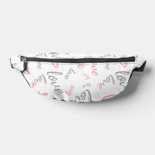 Romantic Pink and Grey Love Script Cursive Bum Bags