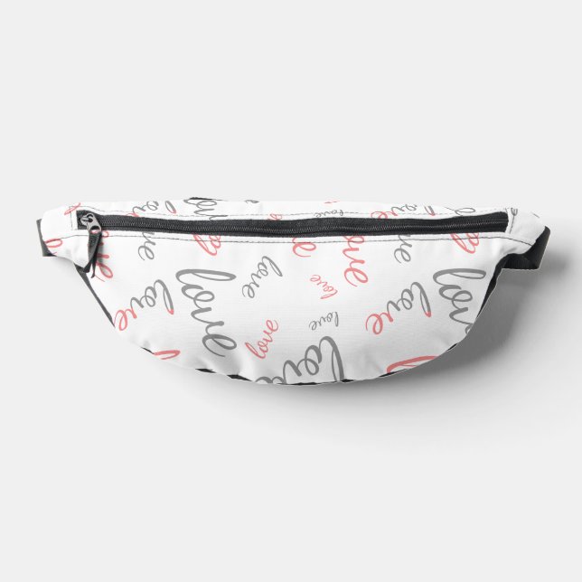 Romantic Pink and Grey Love Script Cursive Bum Bags (Lay Down)