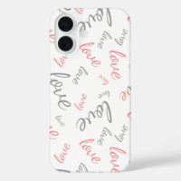 Romantic Pink and Grey Love Script Cursive
