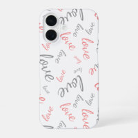 Romantic Pink and Grey Love Script Cursive