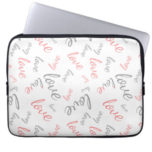 Romantic Pink and Grey Love Script Cursive Laptop Sleeve