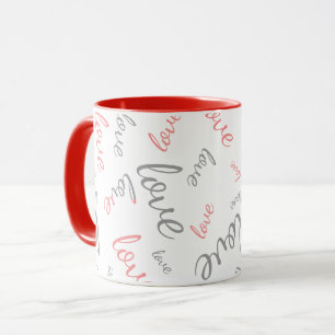 Romantic Pink and Grey Love Script Cursive Mug