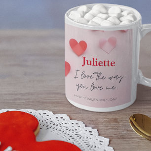 Romantic Pink and Red Heart Valentine's Day Coffee Mug
