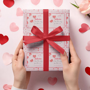 Romantic Pink and Red Heart Valentine's Day Wrapping Paper