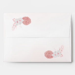 romantic pink and white flowers wedding envelope