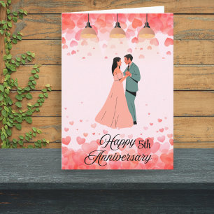 Romantic Pink Anniversary with Hearts & Dance Card