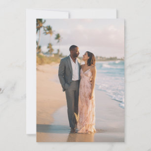 Romantic Pink Beach Photo Invitation