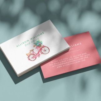Romantic Pink bicycle Floristry, Flower Shop Business Card