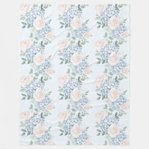 Romantic Pink Blue Flowers  Fleece Blanket