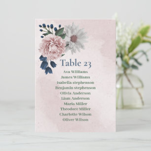 romantic pink blue white greenery seating chart  invitation