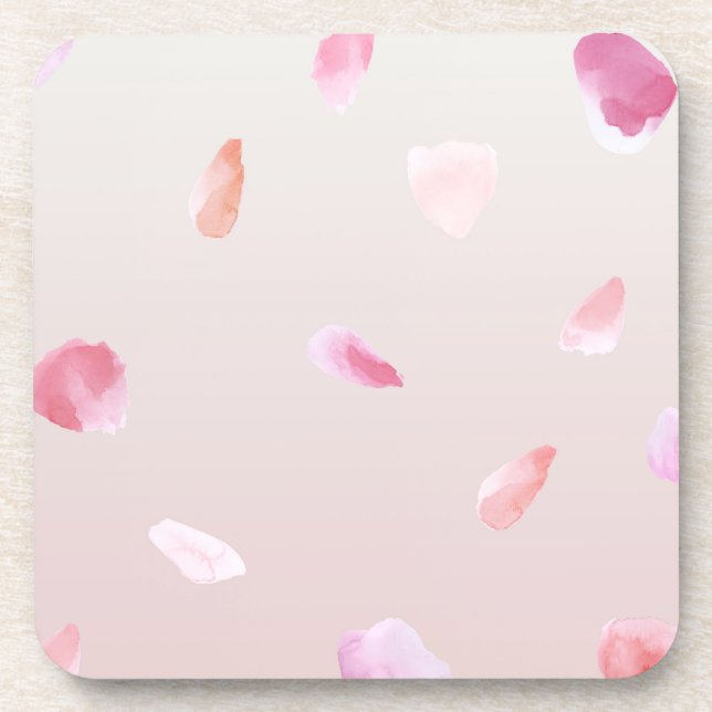 Romantic Pink Blush Rose Petal Floral Coaster (Front)