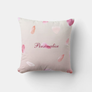 Romantic Pink Blush Rose Petal Floral Cushion