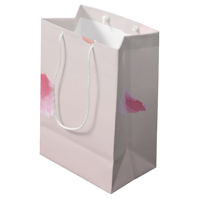 Romantic Pink Blush Rose Petal Floral Medium Gift Bag (Back Angled)